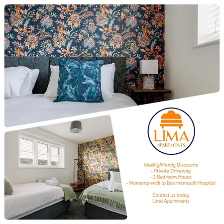 2 Bedroom House-Driveway - Bournemouth Hospital - Long Stay Discounts - Lima Apartments Ltd Exterior photo